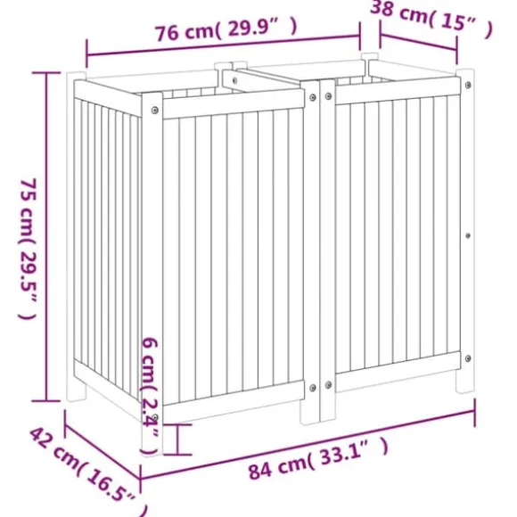 vidaXL plantekasse med for 84x42x75 cm massivt akacietræ - Plantekrukker