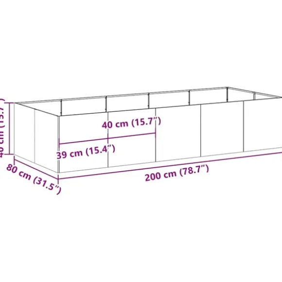 vidaXL plantekasse rustfarvet 200x80x40 cm forvitringsstål