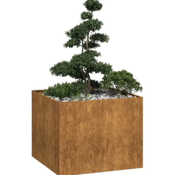 vidaXL plantekasse rustfarvet 100x100x80 cm forvitringsstål