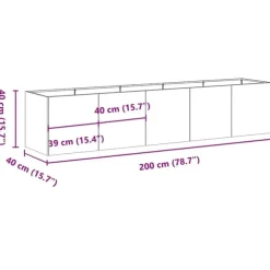vidaXL plantekasse sort 200x40x40 cm koldvalset stål