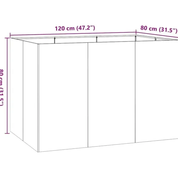 vidaXL plantekasse 120x80x80 cm rustfrit stål