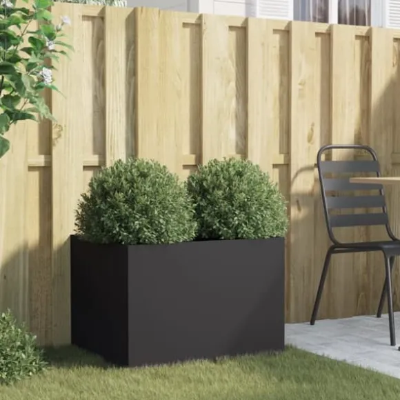 vidaXL plantekasse 62x47x46 cm koldvalset stål sort - Plantekrukker