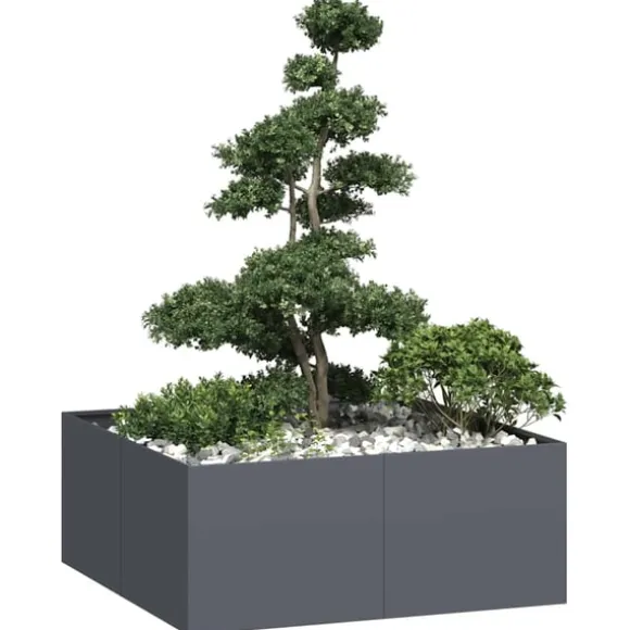 vidaXL plantekasse 100x100x40 cm stål antracitgrå