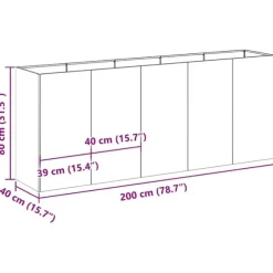 vidaXL plantekasse 200x40x80 cm koldvalset stål antracitgrå