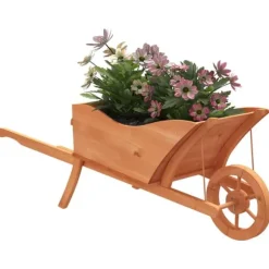 vidaXL plantekasse 128x45,5x43 cm trillebørsdesign massivt fyr