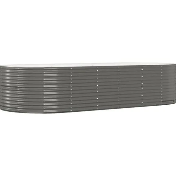 vidaXL plantekasse 291x140x68 cm pulverlakeret stål grå - Plantekrukker