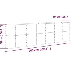 vidaXL plantekasse 260x40x68 cm pulverlakeret stål grøn - Plantekrukker