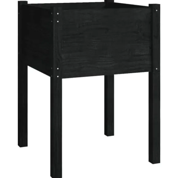 vidaXL plantekasser 2 stk. 50x50x70 cm massivt fyrretræ sort - Plantekrukker