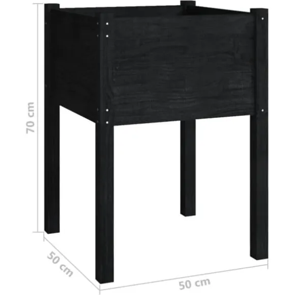 vidaXL plantekasser 2 stk. 50x50x70 cm massivt fyrretræ sort - Plantekrukker