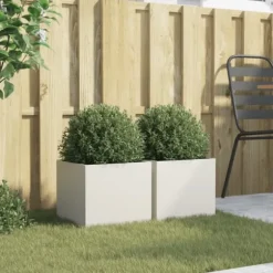 vidaXL plantekasser 2 stk. 32x30x29 cm koldvalset stål hvid - Plantekrukker