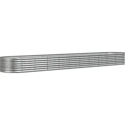vidaXL plantekrukke 440x80x36 cm pulverlakeret stål sølvfarvet - Plantekrukker