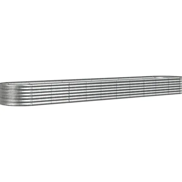 vidaXL plantekrukke 440x80x36 cm pulverlakeret stål sølvfarvet - Plantekrukker