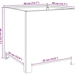 vidaXL plantekrukke 40x40x40 cm stål sort