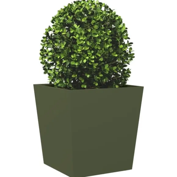vidaXL plantekrukker 2 stk. 50x50x50 cm stål olivengrøn