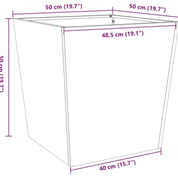 vidaXL plantekrukker 2 stk. 50x50x50 cm stål olivengrøn