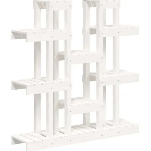vidaXL plantestativ 104,5x25x109,5 cm massivt fyrretræ hvid - Planteborde