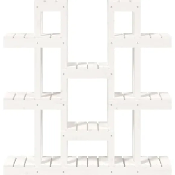 vidaXL plantestativ 104,5x25x109,5 cm massivt fyrretræ hvid - Planteborde