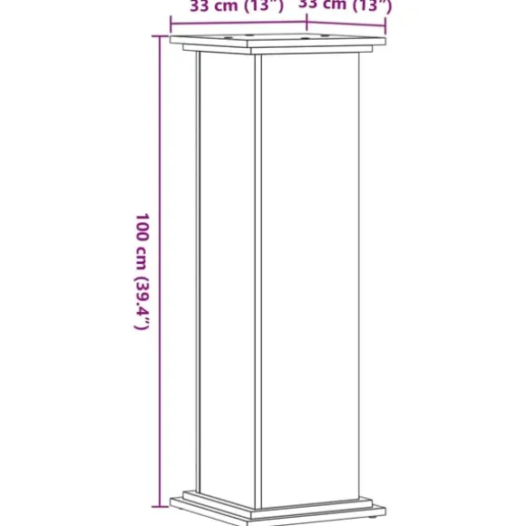 vidaXL plantestativ 33x33x100 cm konstrueret træ røget egetræsfarve