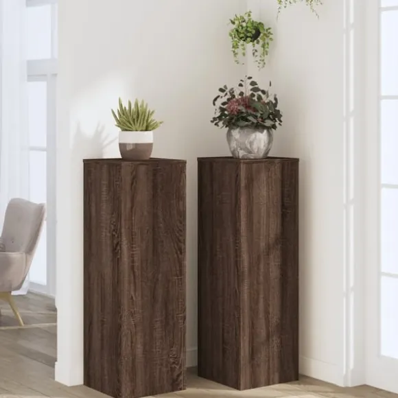 vidaXL plantestativer 2 stk. 33x33x100 cm konstrueret træ brunt eg