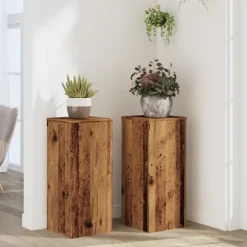 vidaXL plantestativer 2 stk. 30x30x70 cm konstrueret træ antikt træ