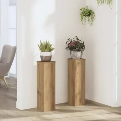 vidaXL plantestativer 2 stk. 17x17x60 cm konstrueret træ egetræsfarvet