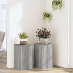 vidaXL plantestativer 2 stk. 30x30x50 cm konstrueret træ grå sonoma-eg