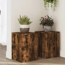 vidaXL plantestativer 2 stk. 25x25x35 cm konstrueret træ røget eg
