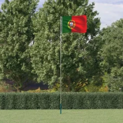 vidaXL Portugal flag og flagstang 5,55 m aluminium