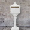 vidaXL postkasse med piedestal aluminium vintagestil rustbestandig hvid - Postkasser