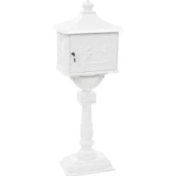 vidaXL postkasse med piedestal aluminium vintagestil rustbestandig hvid - Postkasser
