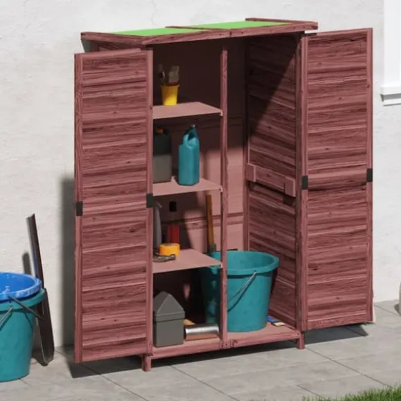 vidaXL redskabsskur til haven 83x57x140 cm massivt fyrretræ mokkafarve - Skure & Redskabsskure