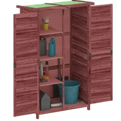 vidaXL redskabsskur til haven 83x57x140 cm massivt fyrretræ mokkafarve - Skure & Redskabsskure