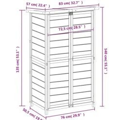 vidaXL redskabsskur til haven 83x57x140 cm massivt fyrretræ mokkafarve - Skure & Redskabsskure