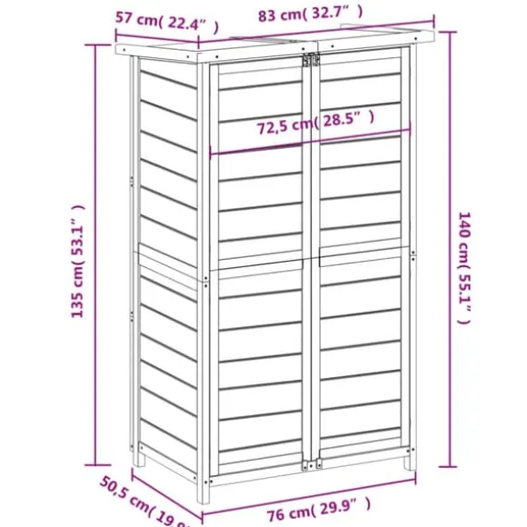 vidaXL redskabsskur til haven 83x57x140 cm massivt fyrretræ mokkafarve - Skure & Redskabsskure