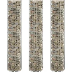 vidaXL rundt gabion-havebede 3 stk. Ø30x150 cm galvaniseret stål - Plantekrukker