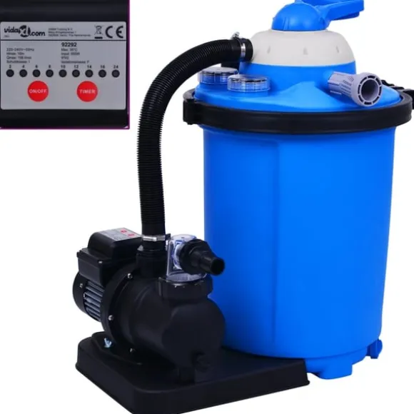 vidaXL sandfilterpumpe med timer 550 W 50 l