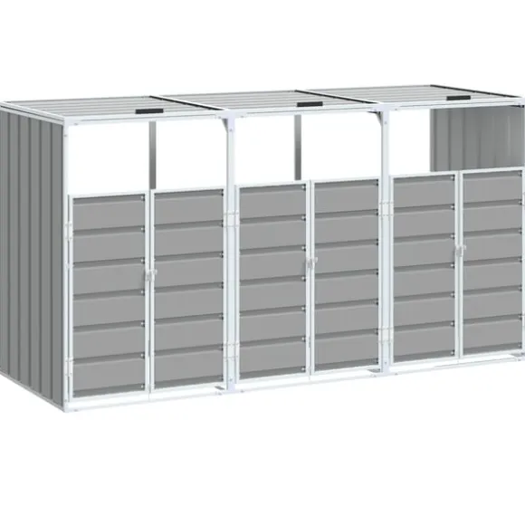 vidaXL skraldespandsskjuler 216x81x115 cm 3 rum stål grå