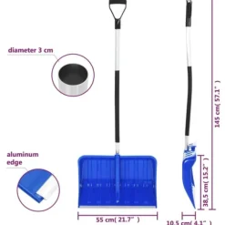 vidaXL sneskovl 145 cm aluminium blå - Sneskovle
