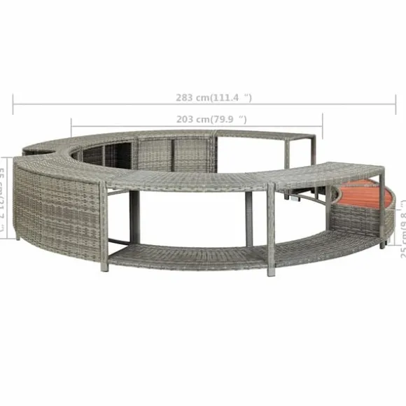 vidaXL spakant polyrattan grå