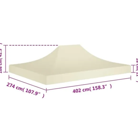 vidaXL tag til festtelt 4x3 m 270 g/m² cremefarvet - Festtelte & havepavilloner – tage