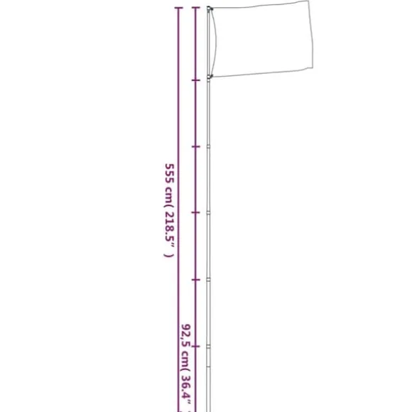 vidaXL teleskopflagstang 5,5 m aluminium sølvfarvet - Flag & vimpler