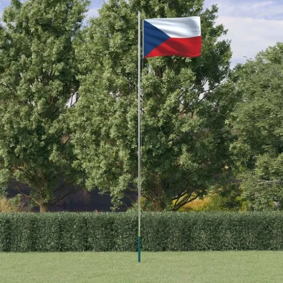 vidaXL Tjekkiet flag og flagstang 6,23 m aluminium