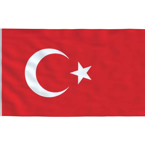 vidaXL Tyrkiet flag og flagstang 5,55 m aluminium