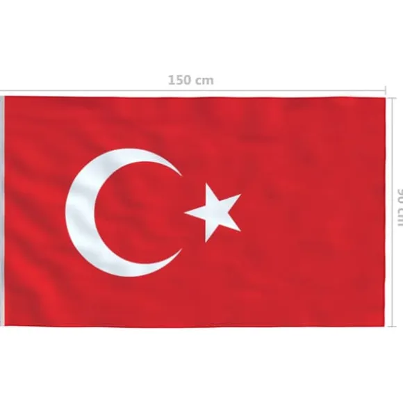 vidaXL Tyrkiets flag 90x150 cm - Flag & vimpler