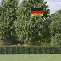 vidaXL Tyskland flag og flagstang 5,55 m aluminium