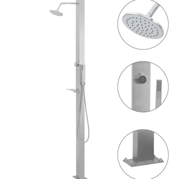vidaXL udendørsbruser lige design rustfrit stål