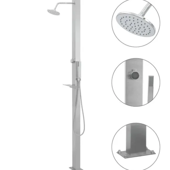 vidaXL udendørsbruser lige design rustfrit stål - Pool & spa – tilbehør