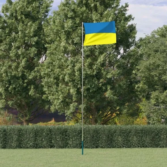 vidaXL Ukraine flag og flagstang 5,55 m aluminium