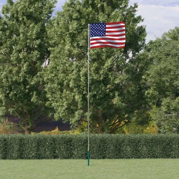 vidaXL USA flag og flagstang 5,55 m aluminium
