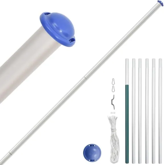 vidaXL USA flag og flagstang 6,23 m aluminium